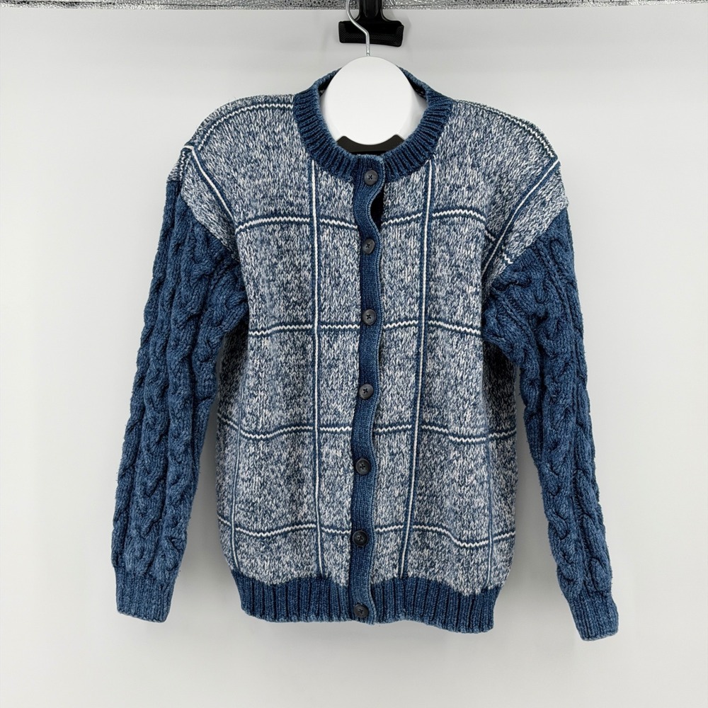 Esprit Vintage Grid Cable Knit Cardigan Woman's S Button Down Retro Casual